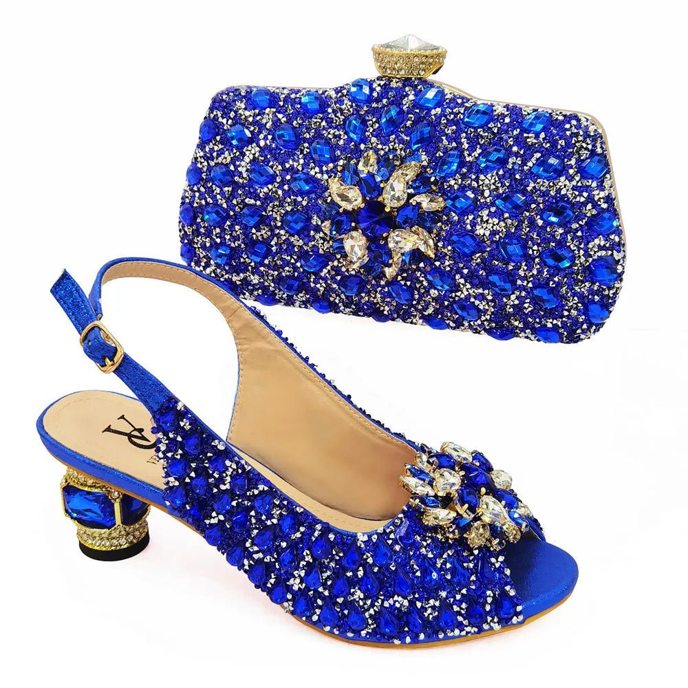 Silver Nigerian Women’s Shoes and Bag Set – Elegant African Fashion Wedding & Party Matching Set - Free Delivery Worldwide only at Flexi Africa