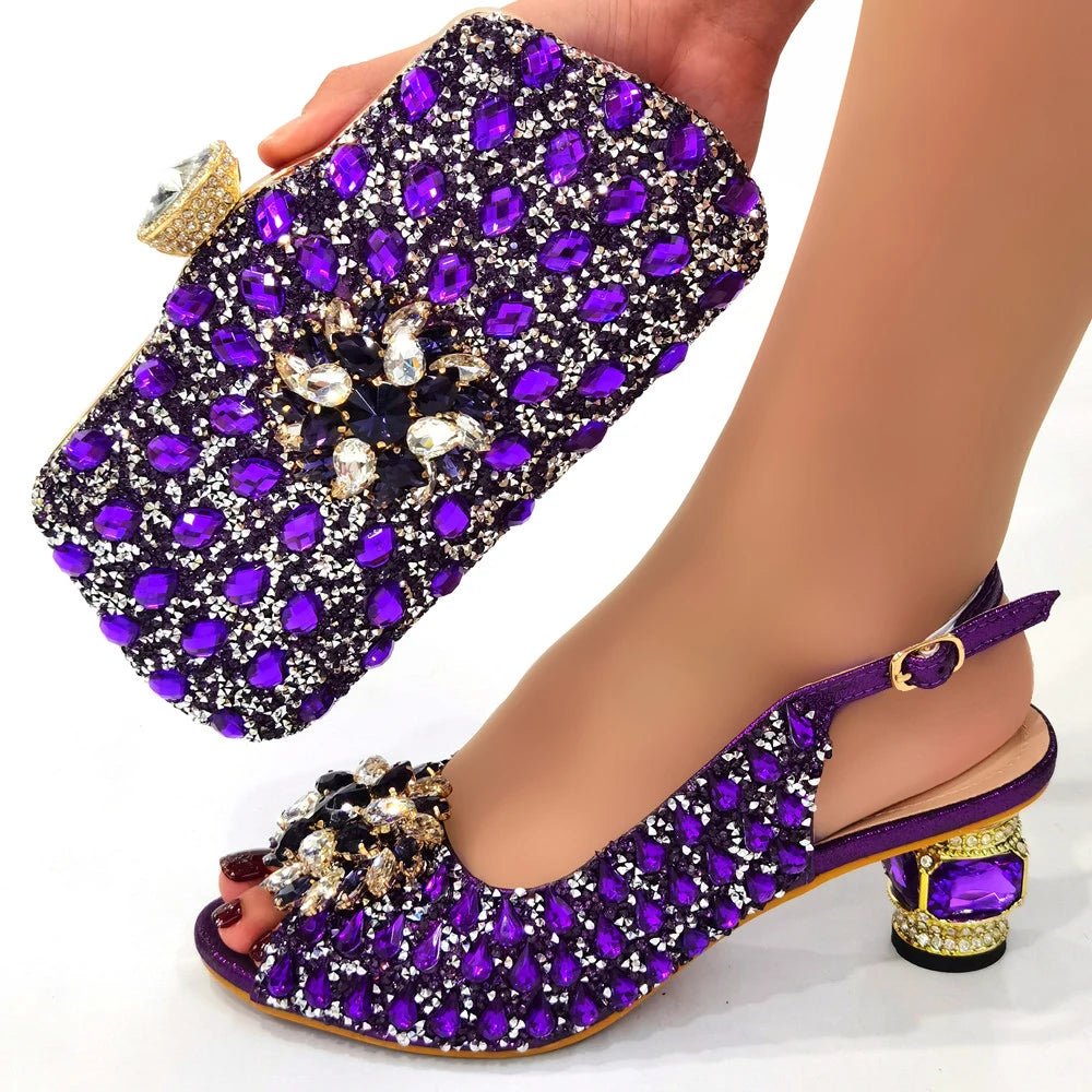 Silver Nigerian Women’s Shoes and Bag Set – Elegant African Fashion Wedding & Party Matching Set - Free Delivery Worldwide only at Flexi Africa