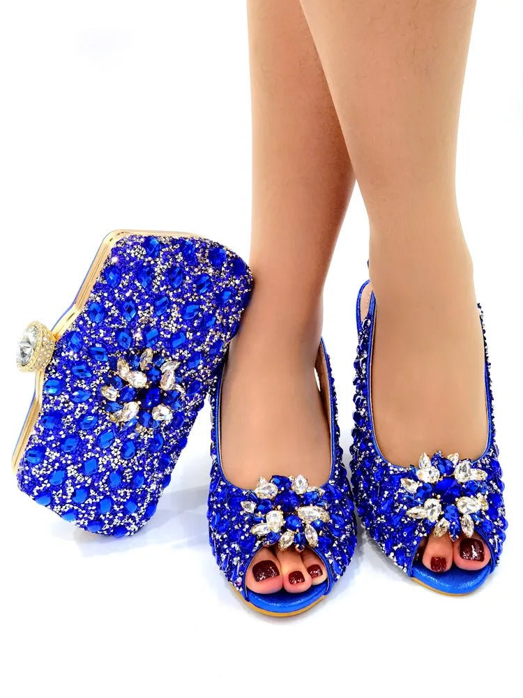 Silver Nigerian Women’s Shoes and Bag Set – Elegant African Fashion Wedding & Party Matching Set - Free Delivery Worldwide only at Flexi Africa