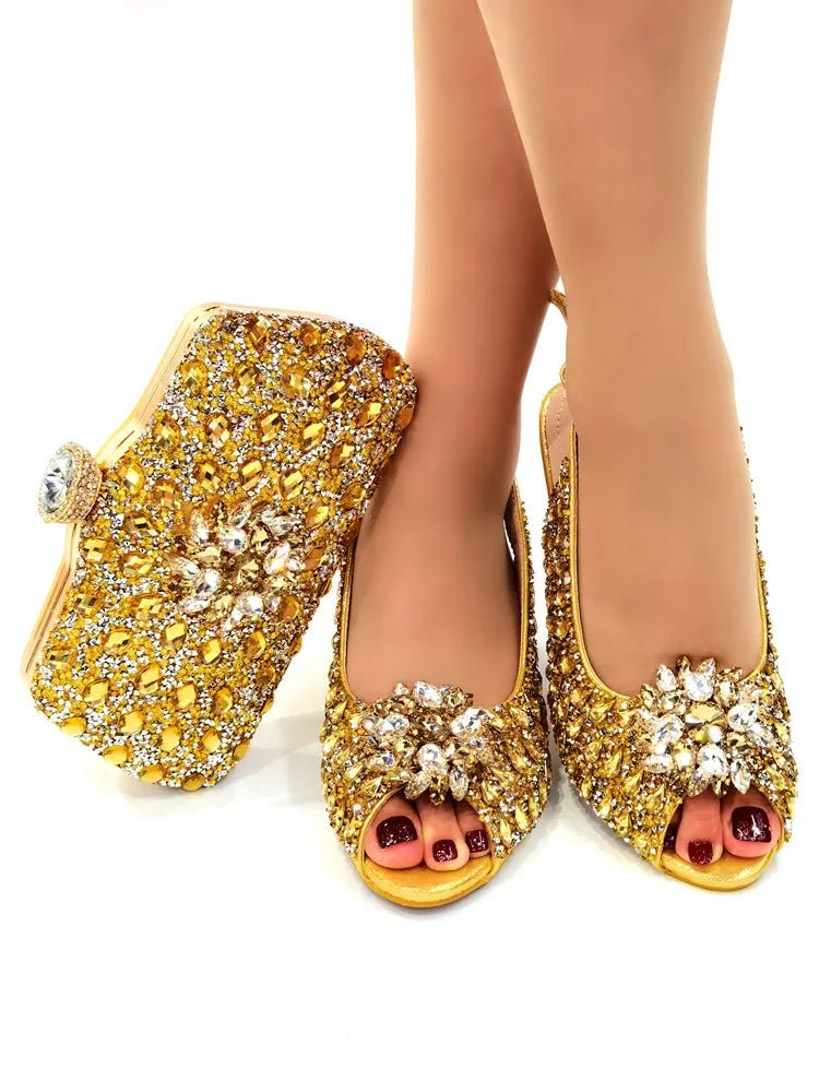 Silver Nigerian Women’s Shoes and Bag Set – Elegant African Fashion Wedding & Party Matching Set - Free Delivery Worldwide only at Flexi Africa