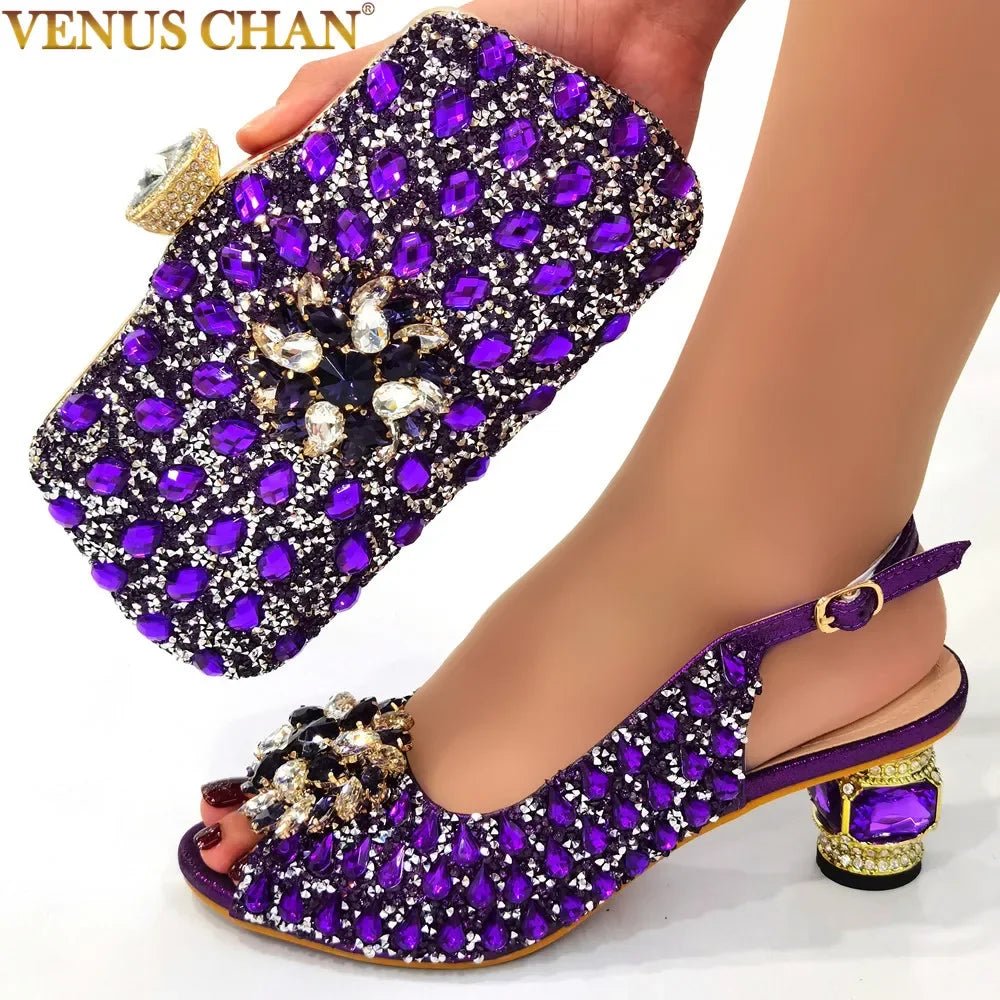 Silver Nigerian Women’s Shoes and Bag Set – Elegant African Fashion Wedding & Party Matching Set - Free Delivery Worldwide only at Flexi Africa