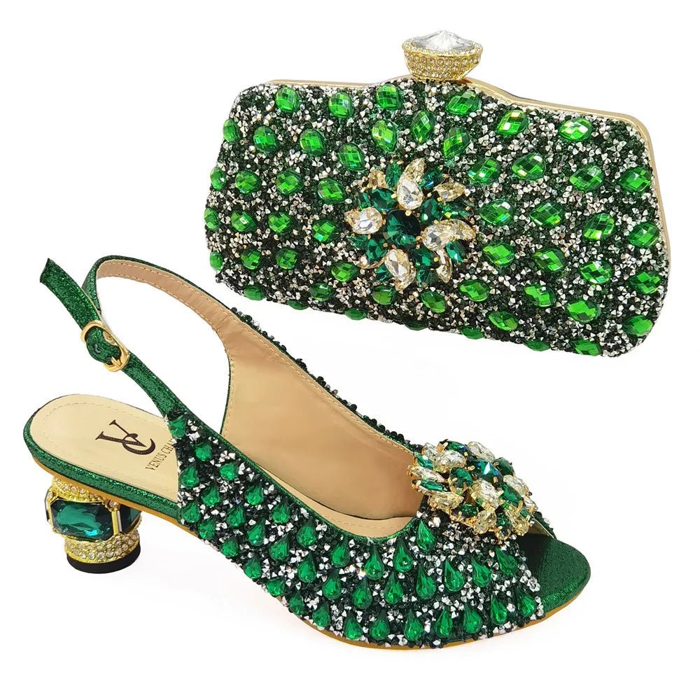 Silver Nigerian Women’s Shoes and Bag Set – Elegant African Fashion Wedding & Party Matching Set - Free Delivery Worldwide only at Flexi Africa