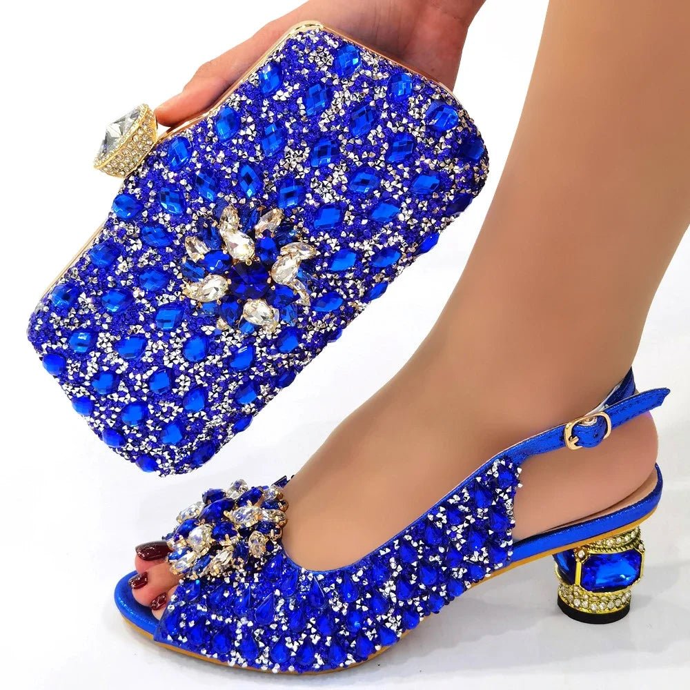 Silver Nigerian Women’s Shoes and Bag Set – Elegant African Fashion Wedding & Party Matching Set - Free Delivery Worldwide only at Flexi Africa