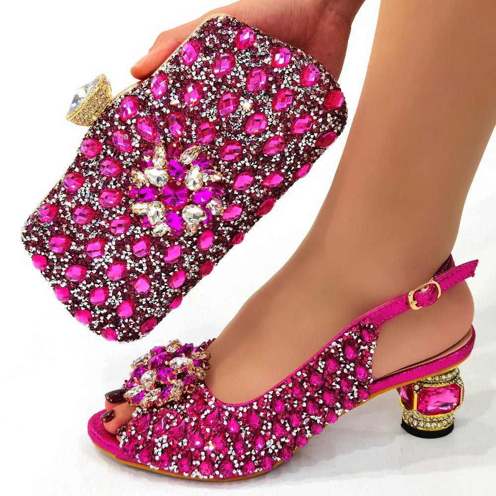 Silver Nigerian Women’s Shoes and Bag Set – Elegant African Fashion Wedding & Party Matching Set - Free Delivery Worldwide only at Flexi Africa