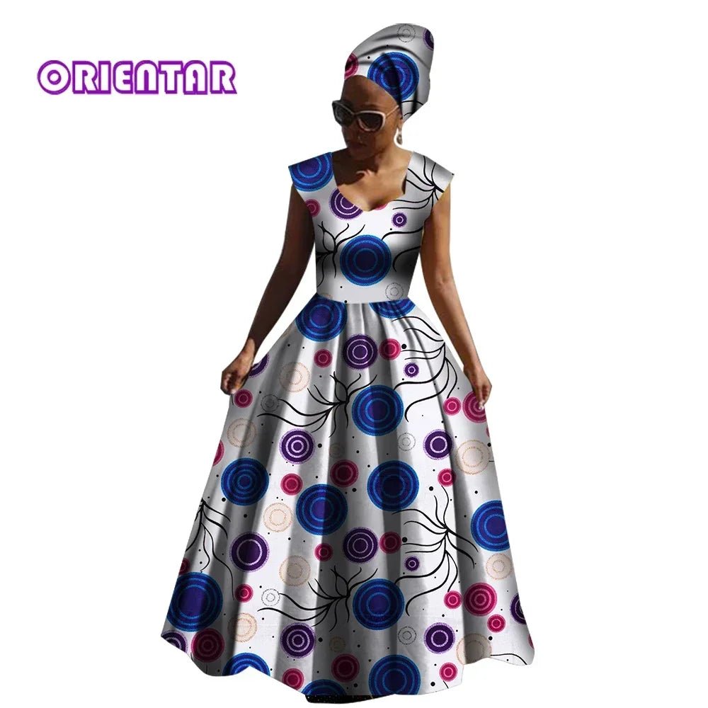 Sleeveless African Maxi Dress for Women – High Waist Elegant Party Gown - Free Delivery Worldwide only at Flexi Africa