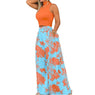 Spring Autumn African Women's Sleeveless O-neck Polyester Printed 2-Piece Top and Long Pant Matching Set - Flexi Africa