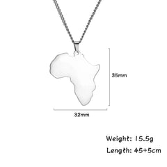 Stainless Steel Africa Map Necklaces: Choker Chain with Hollow Map Pendant - Flexi Africa - www.flexiafrica.com