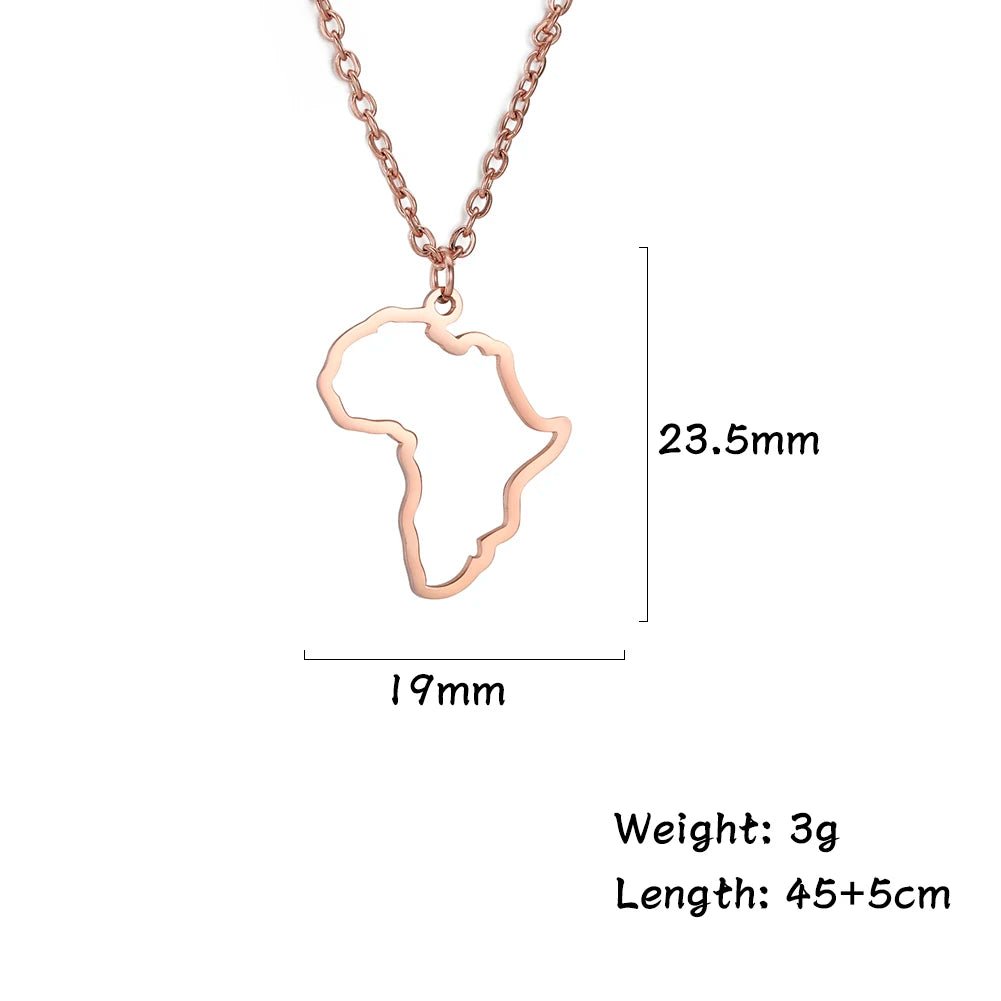 Stainless Steel Africa Map Necklaces: Choker Chain with Hollow Map Pendant - Flexi Africa - Free Delivery Worldwide only at www.flexiafrica.com