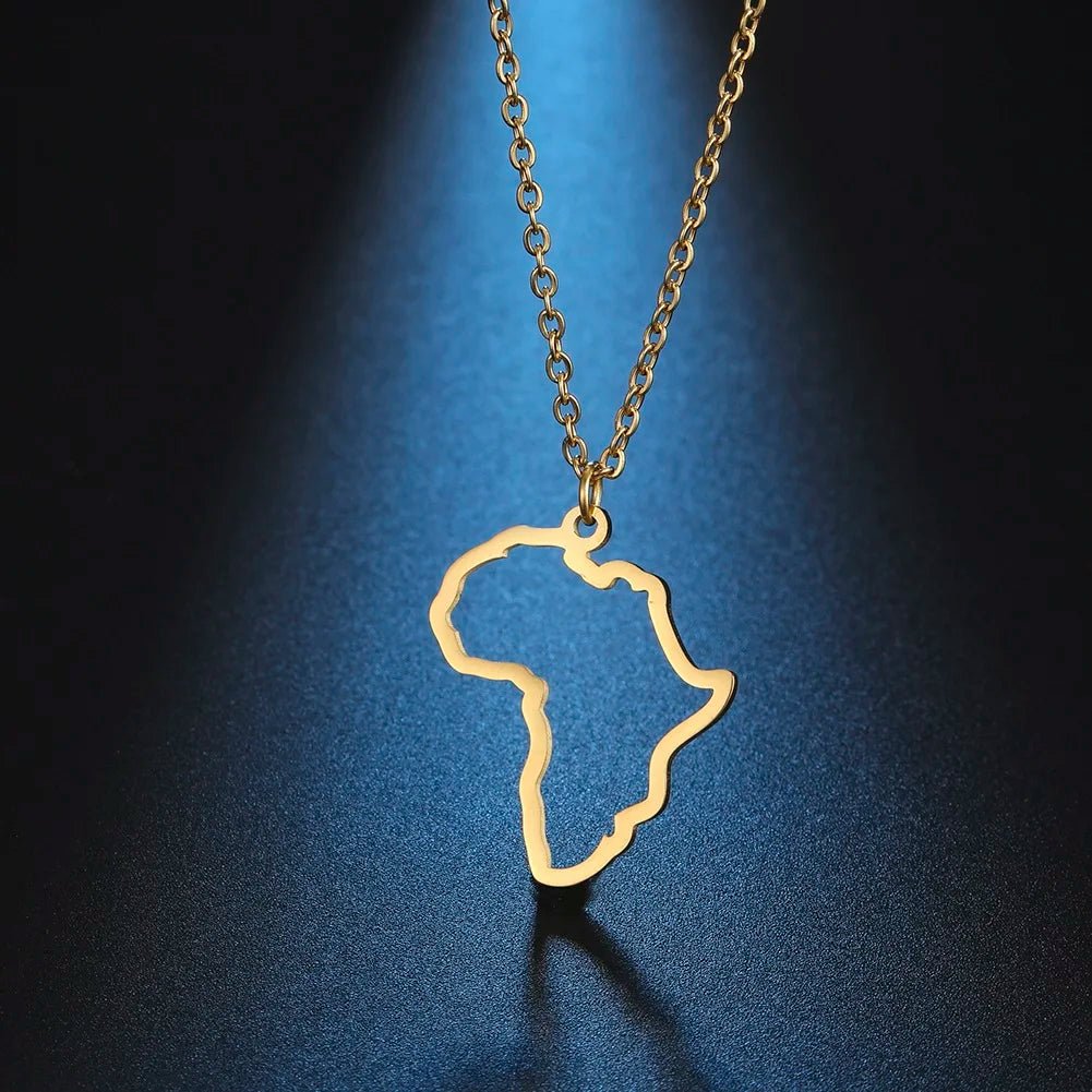 Stainless Steel Africa Map Necklaces: Choker Chain with Hollow Map Pendant - Flexi Africa - Free Delivery Worldwide only at www.flexiafrica.com