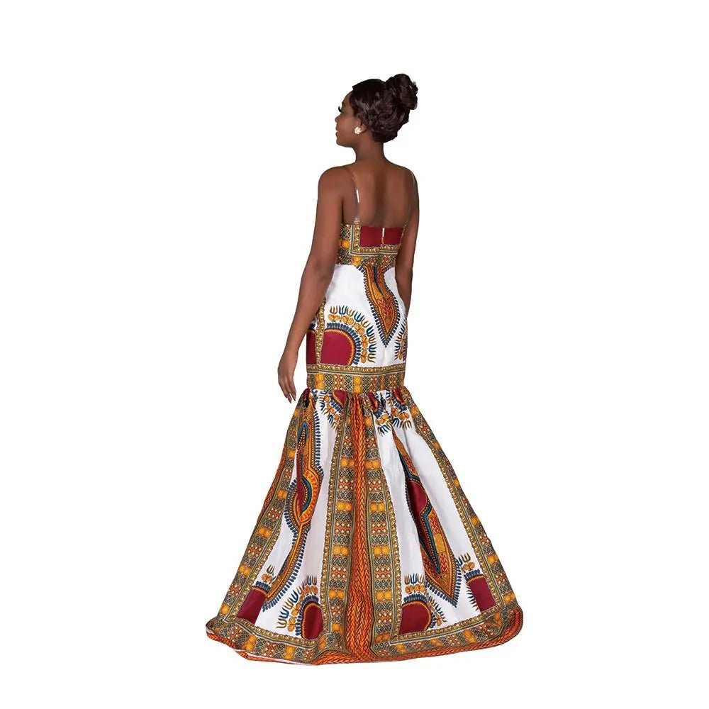 Strapless African Wax Cotton Maxi Dress - Free Delivery Worldwide only at Flexi Africa