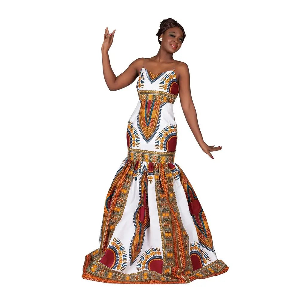 Strapless African Wax Cotton Maxi Dress - Free Delivery Worldwide only at Flexi Africa