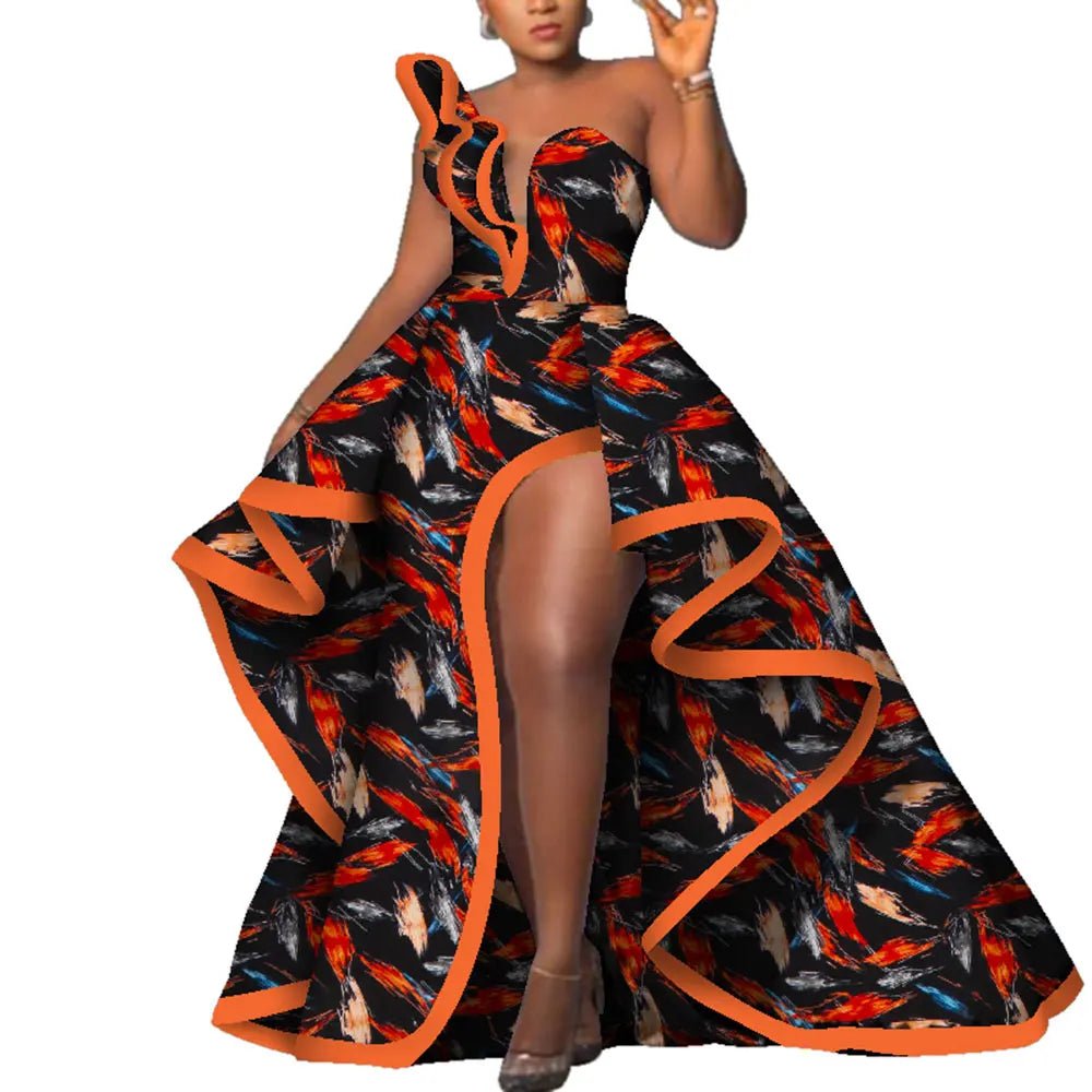Strapless Ankara Maxi Dress for Women – Dashiki - Inspired African Floral Print Party Gown - Free Delivery Worldwide only at Flexi Africa