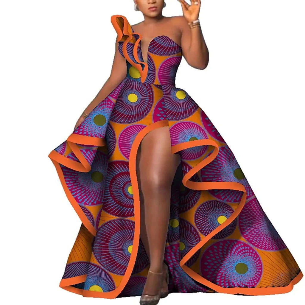 Strapless Ankara Maxi Dress for Women – Dashiki - Inspired African Floral Print Party Gown - Free Delivery Worldwide only at Flexi Africa