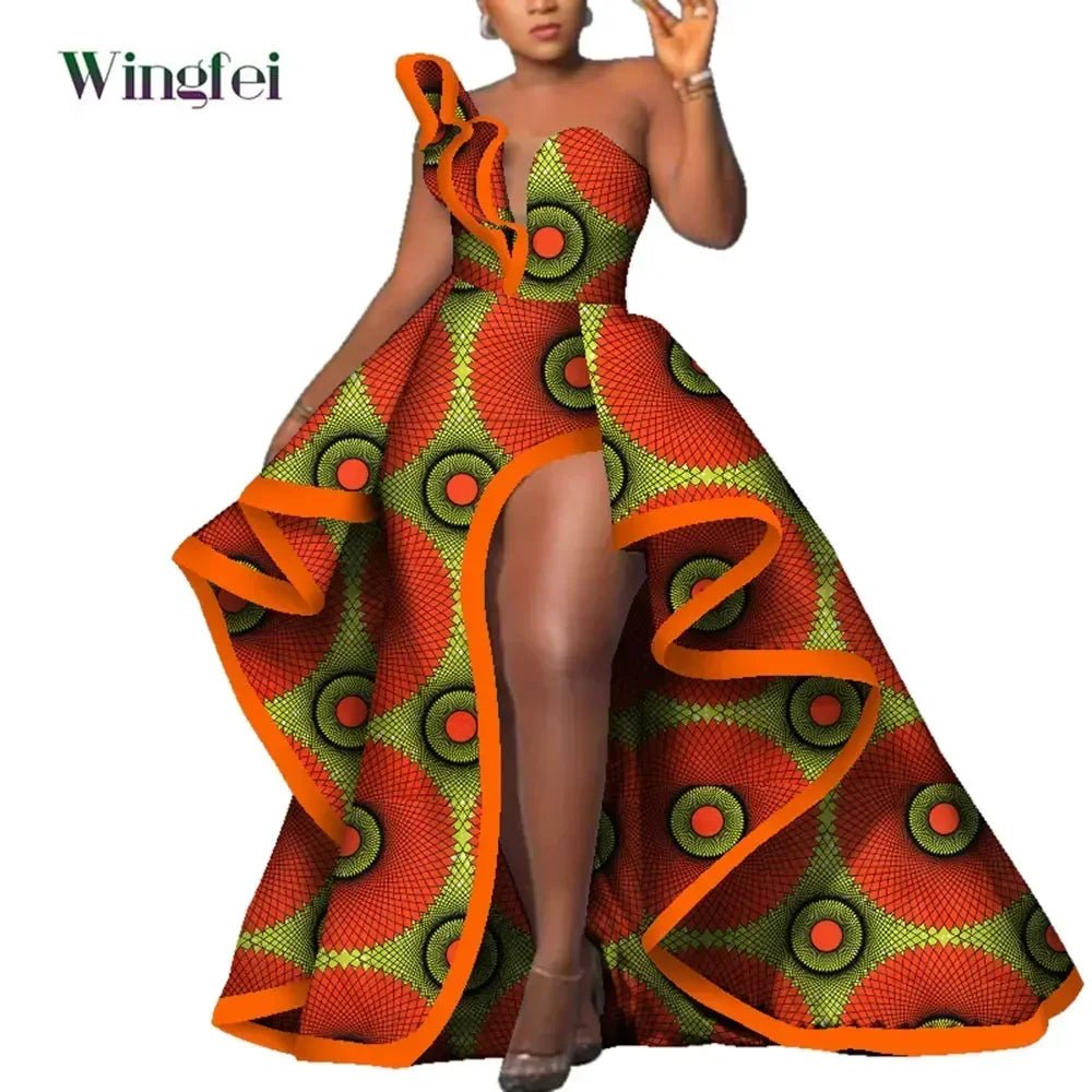 Strapless Ankara Maxi Dress for Women – Dashiki - Inspired African Floral Print Party Gown - Free Delivery Worldwide only at Flexi Africa