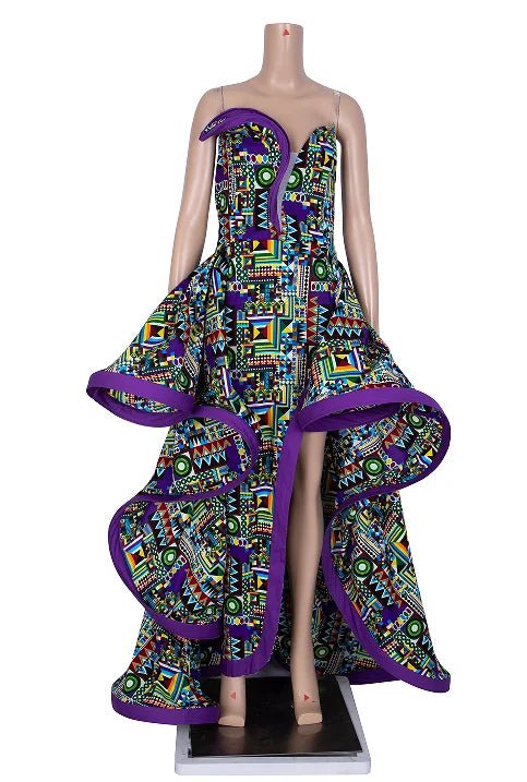 Strapless Ankara Maxi Dress for Women – Dashiki - Inspired African Floral Print Party Gown - Free Delivery Worldwide only at Flexi Africa