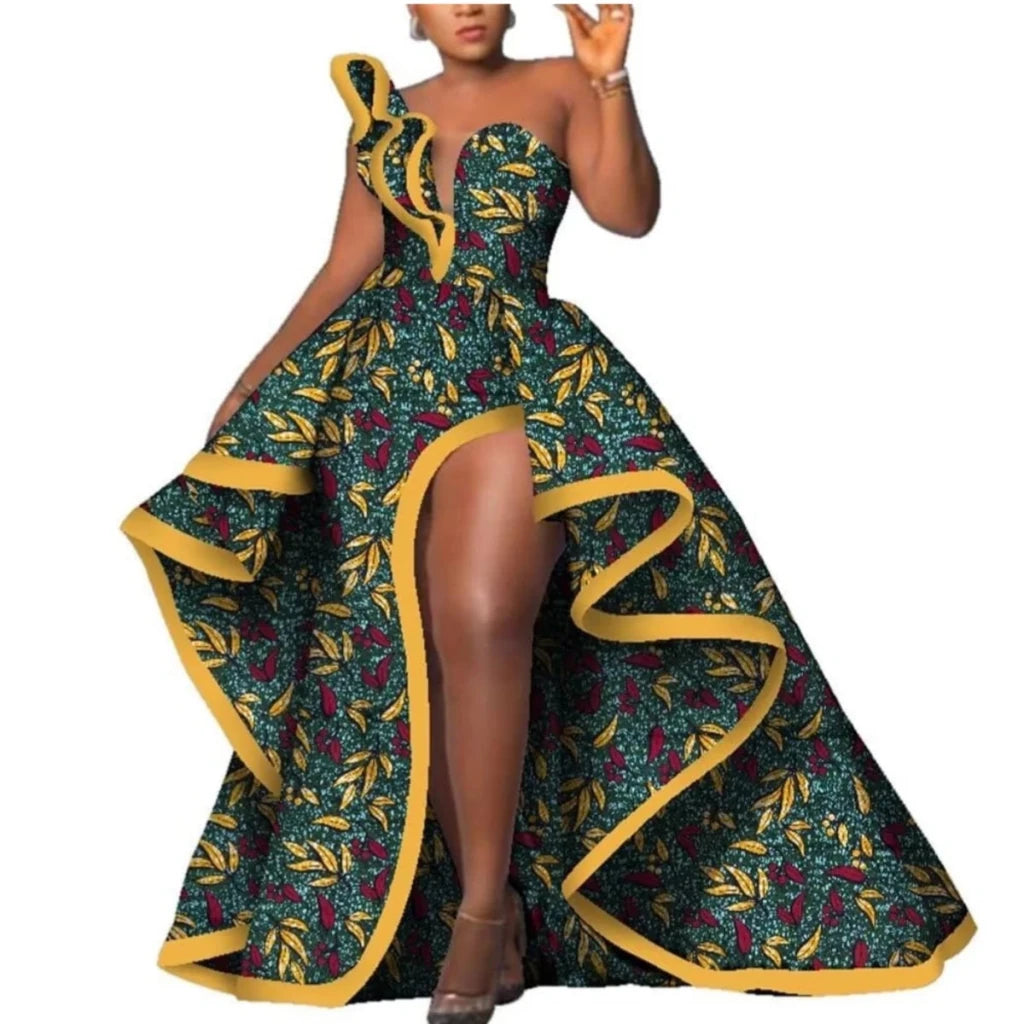 Strapless Ankara Maxi Dress for Women – Dashiki - Inspired African Floral Print Party Gown - Free Delivery Worldwide only at Flexi Africa