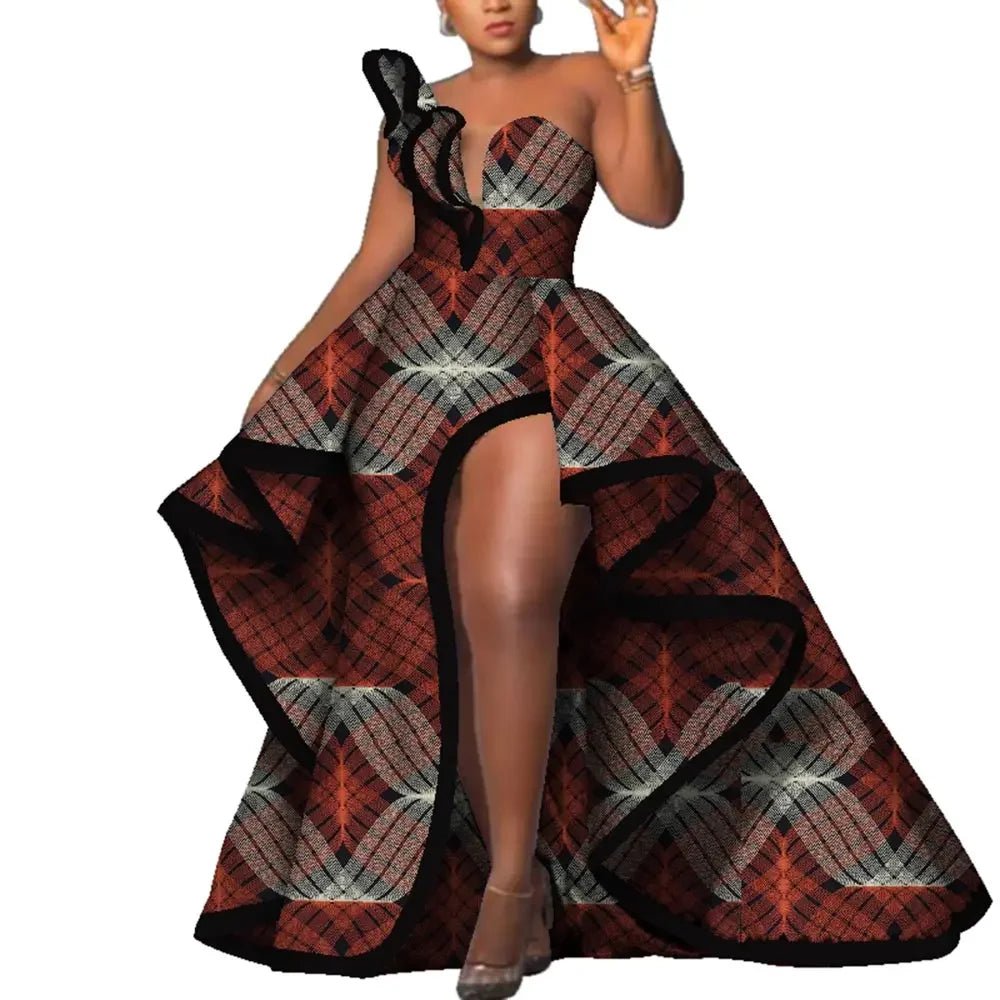Strapless Ankara Maxi Dress for Women – Dashiki - Inspired African Floral Print Party Gown - Free Delivery Worldwide only at Flexi Africa