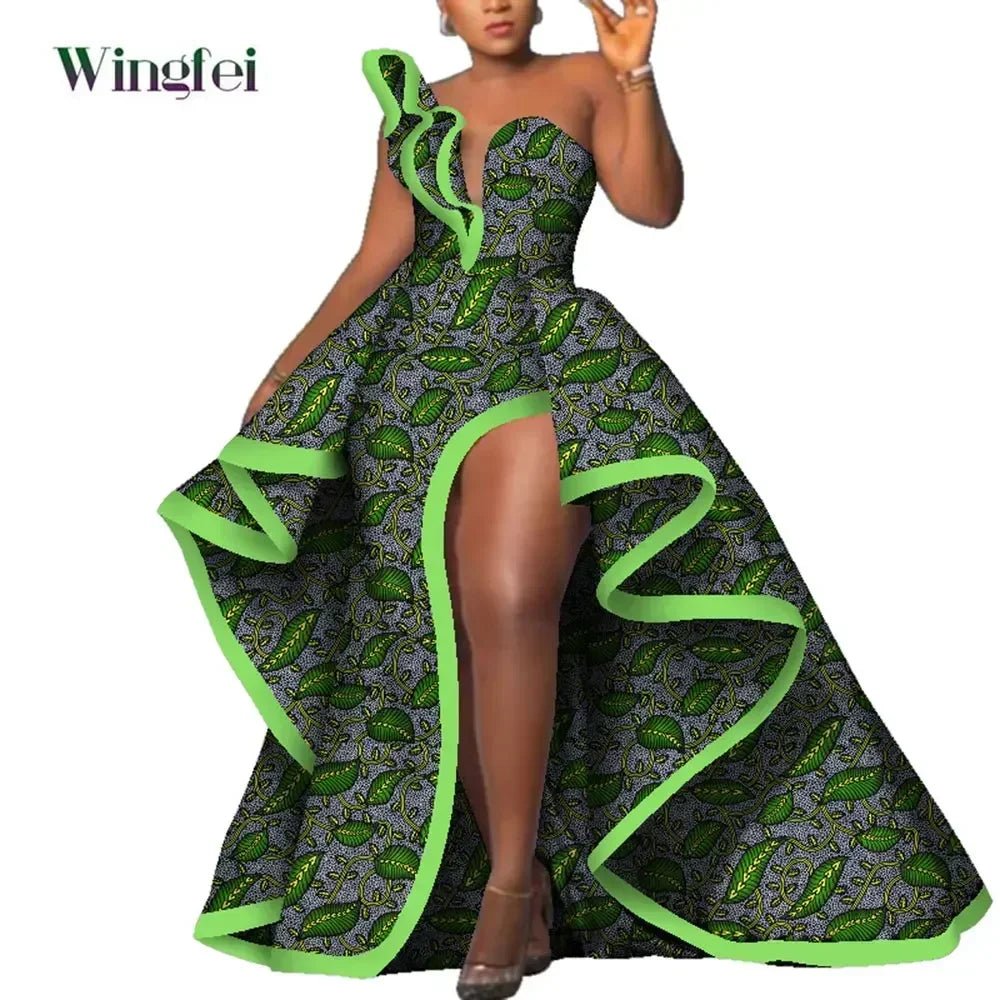 Strapless Ankara Maxi Dress for Women – Dashiki - Inspired African Floral Print Party Gown - Free Delivery Worldwide only at Flexi Africa
