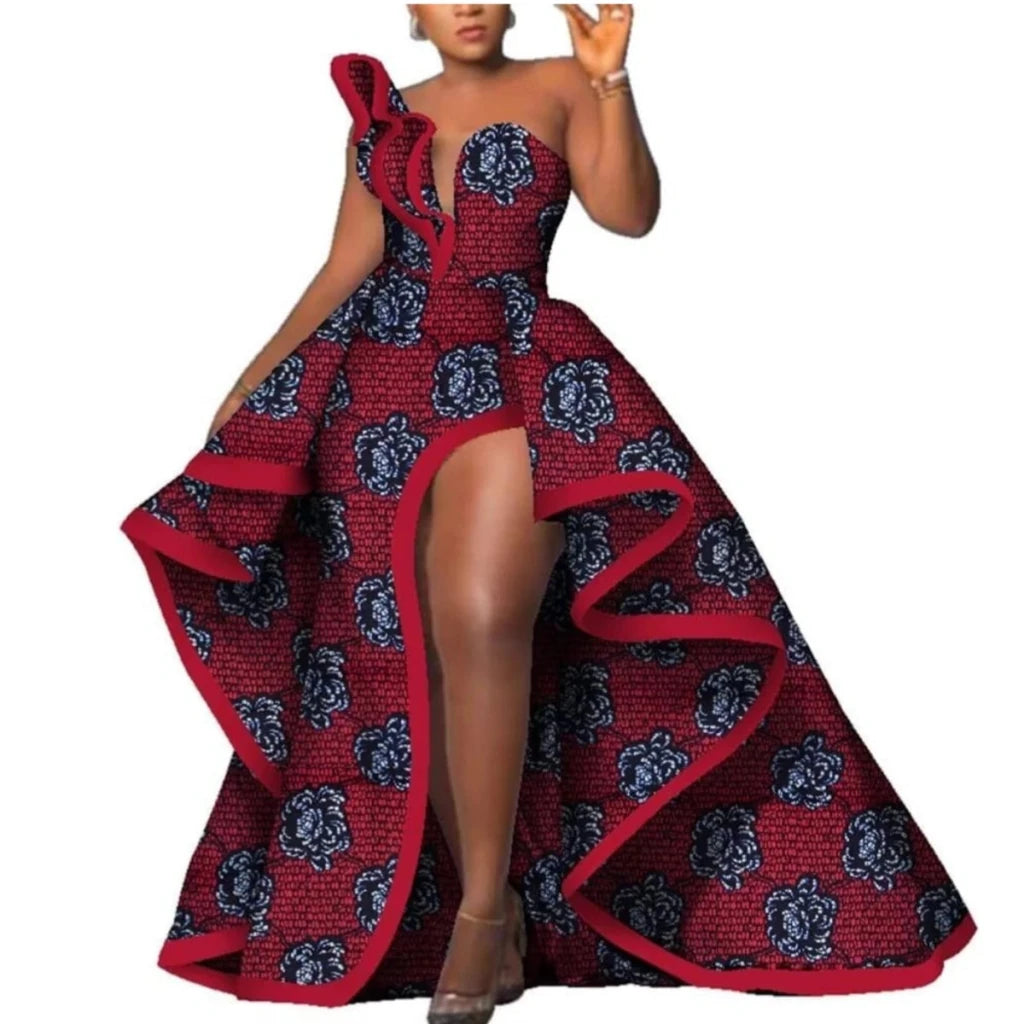 Strapless Ankara Maxi Dress for Women – Dashiki - Inspired African Floral Print Party Gown - Free Delivery Worldwide only at Flexi Africa