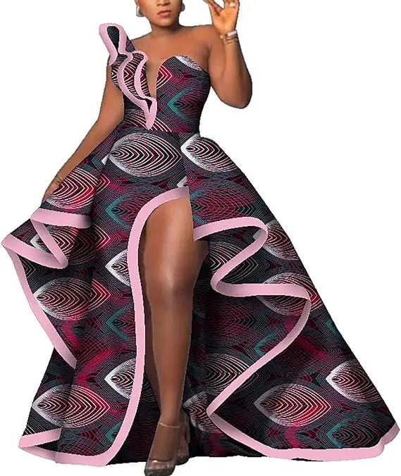 Strapless Ankara Maxi Dress for Women – Dashiki - Inspired African Floral Print Party Gown - Free Delivery Worldwide only at Flexi Africa