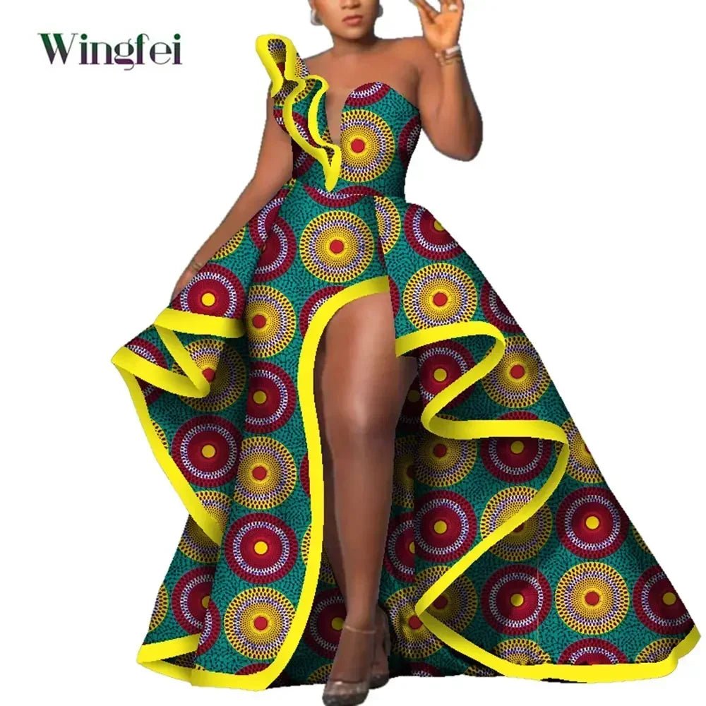 Strapless Ankara Maxi Dress for Women – Dashiki - Inspired African Floral Print Party Gown - Free Delivery Worldwide only at Flexi Africa
