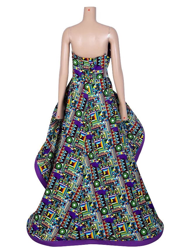 Strapless Ankara Maxi Dress for Women – Dashiki - Inspired African Floral Print Party Gown - Free Delivery Worldwide only at Flexi Africa