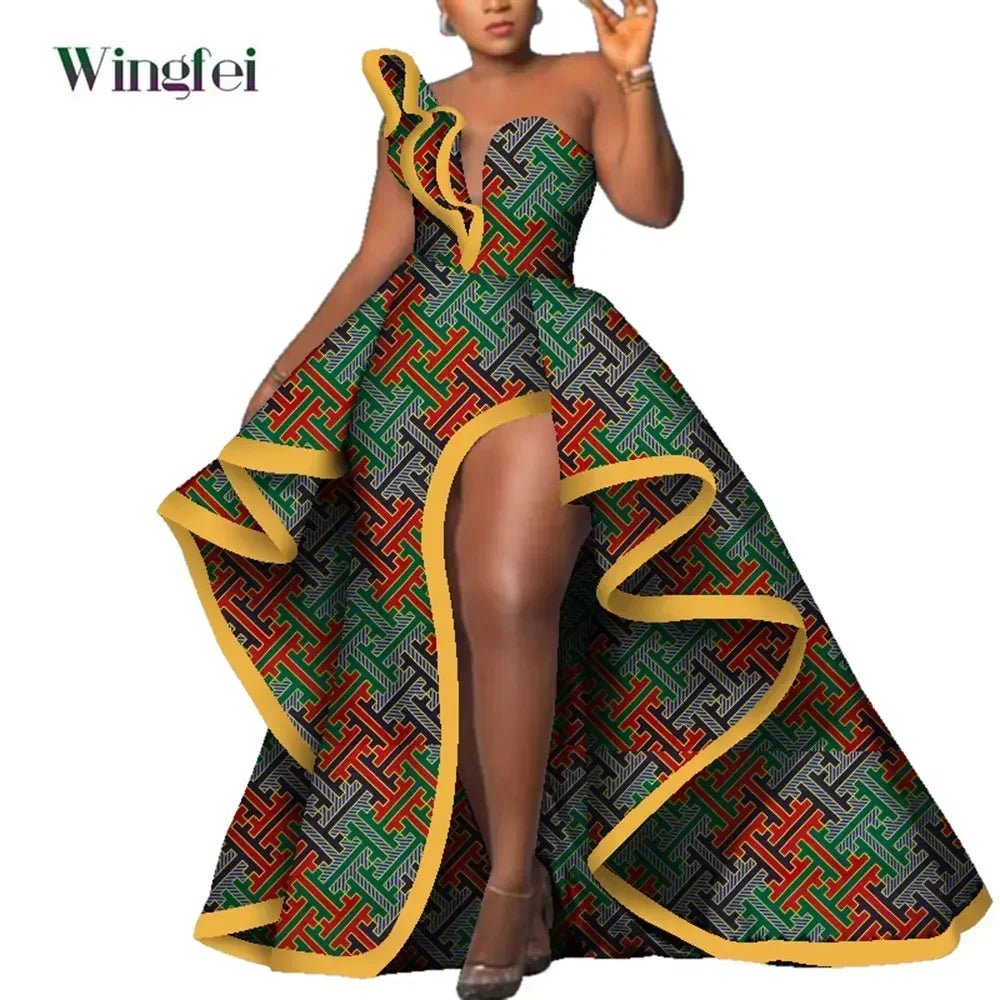 Strapless Ankara Maxi Dress for Women – Dashiki - Inspired African Floral Print Party Gown - Free Delivery Worldwide only at Flexi Africa