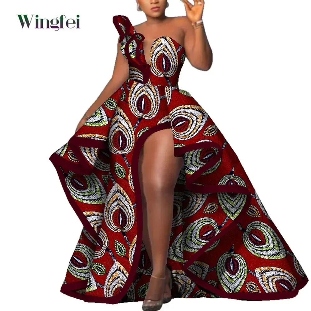 Strapless Ankara Maxi Dress for Women – Dashiki - Inspired African Floral Print Party Gown - Free Delivery Worldwide only at Flexi Africa