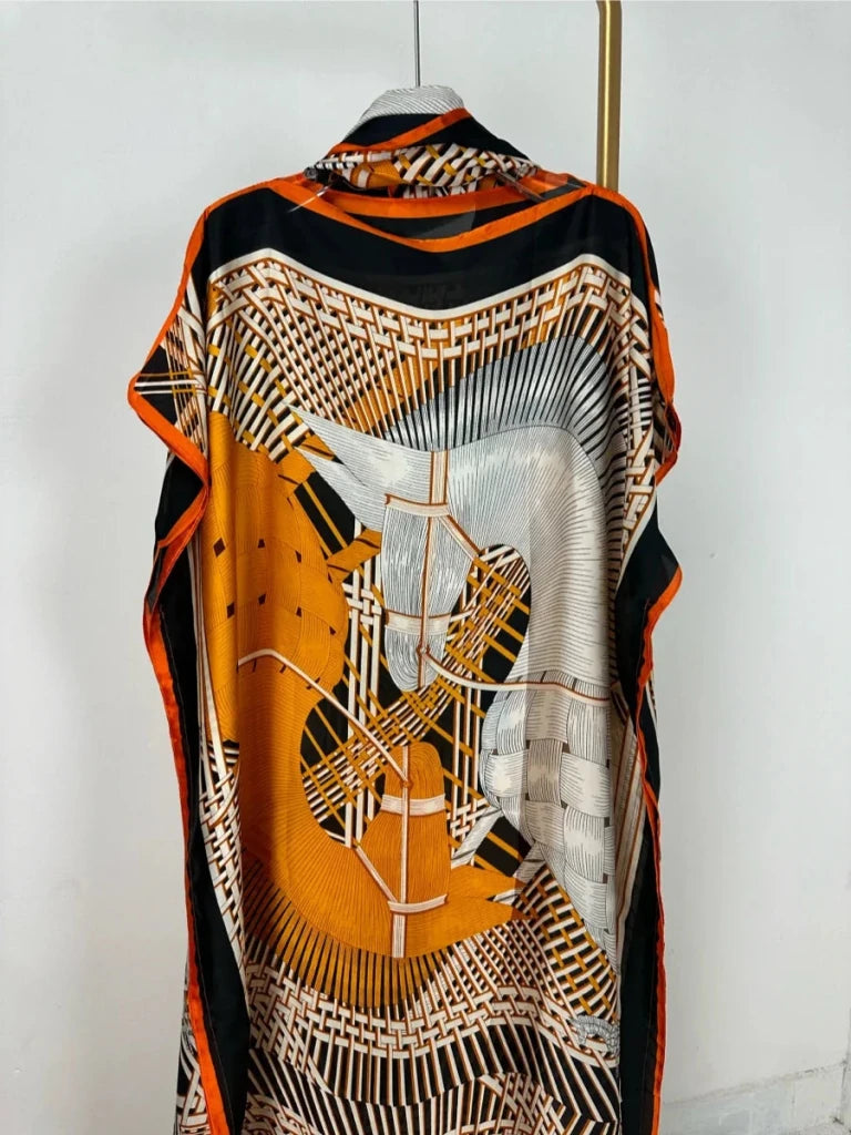 Stunning Africa Patterned Kaftan Dress for Women's Plus Size Ramadan Clothing - Free Delivery Worldwide only at Flexi Africa