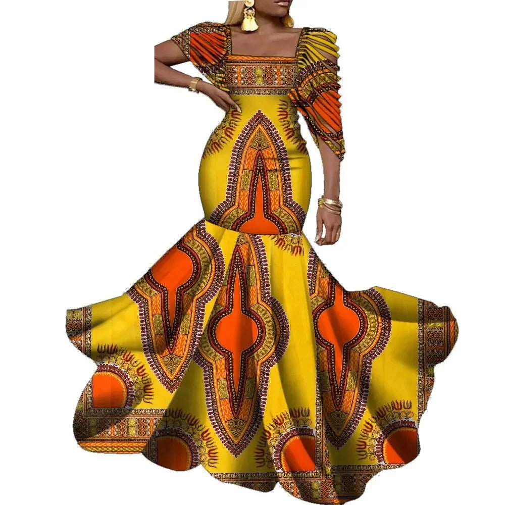 Stunning African Wax Print Dresses: Elevate Your Wedding Party Look with Elegant - Flexi Africa - Free Delivery Worldwide