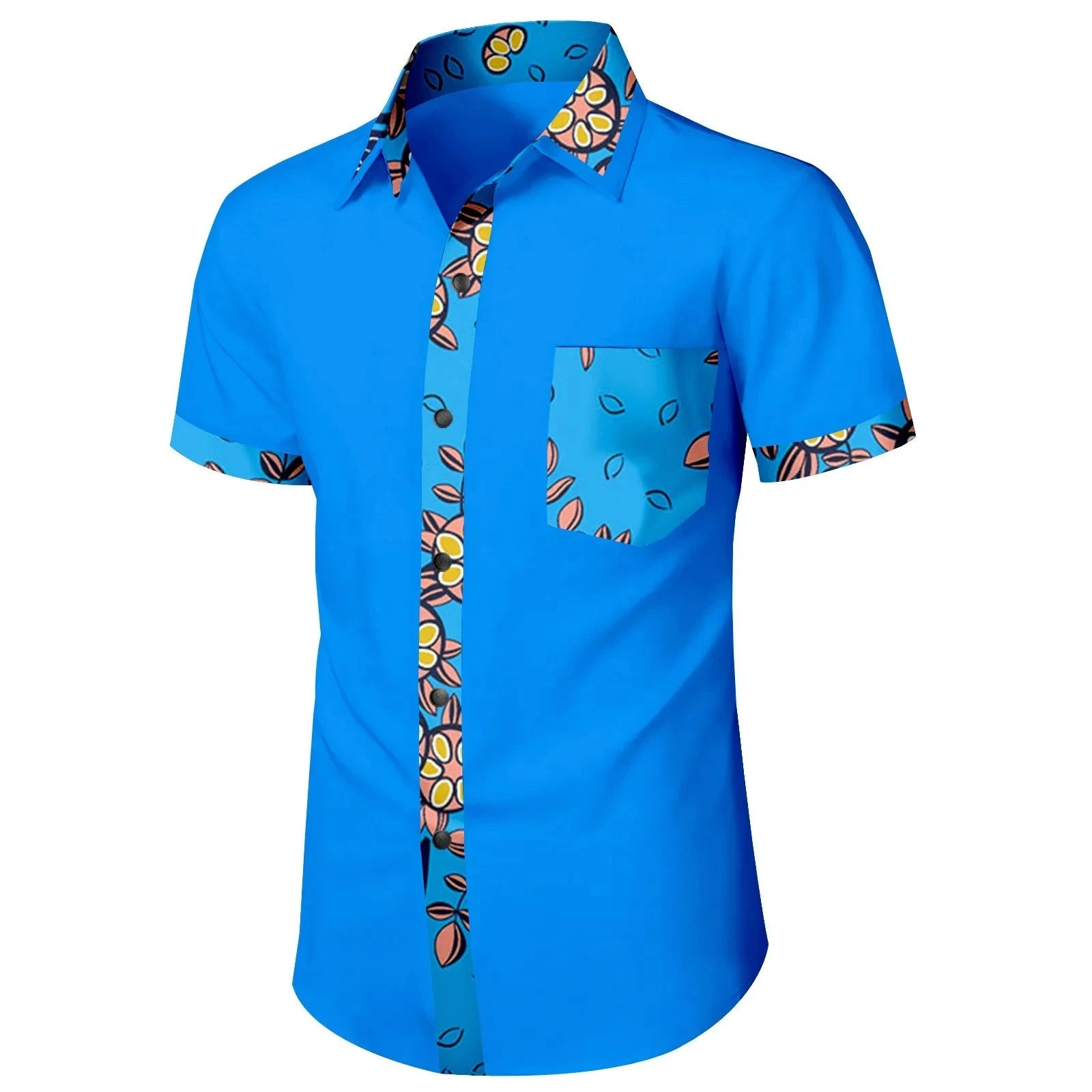 Stylish African Dashiki Tops: Modern Men's Short Sleeve Casual Shirts with Traditional Flair - Flexi Africa - Free Delivery Worldwide only at www.flexiafrica.com