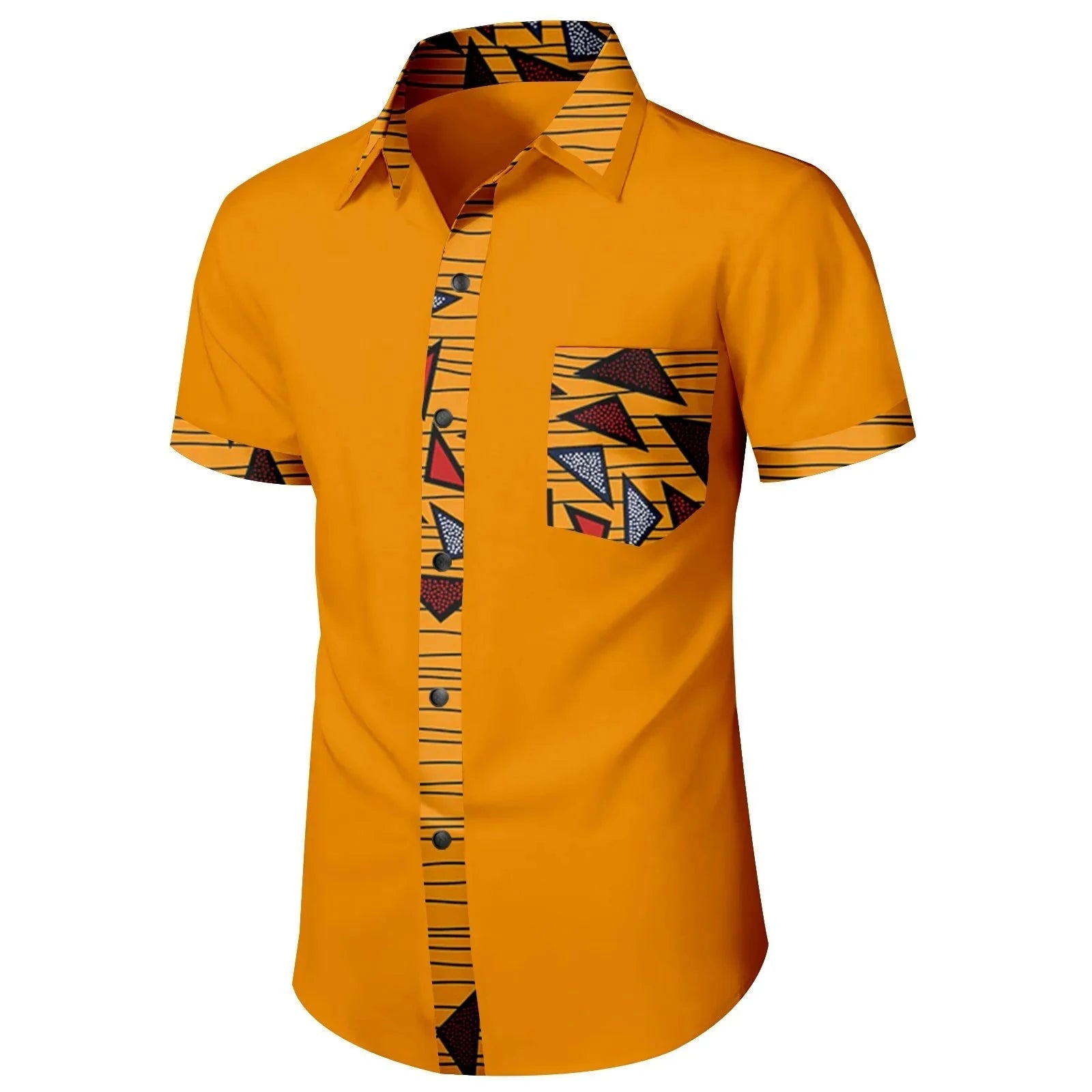 Stylish African Dashiki Tops: Modern Men's Short Sleeve Casual Shirts with Traditional Flair - Flexi Africa - Free Delivery Worldwide only at www.flexiafrica.com