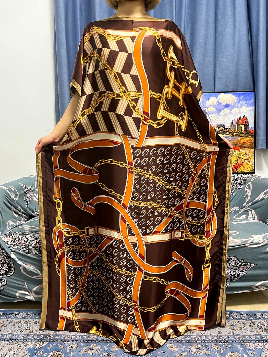 Stylish Muslim Abayas for Women: Elegant Summer Silk Collection with Headscarf - Flexi Africa - Free Delivery Worldwide only at www.flexiafrica.com