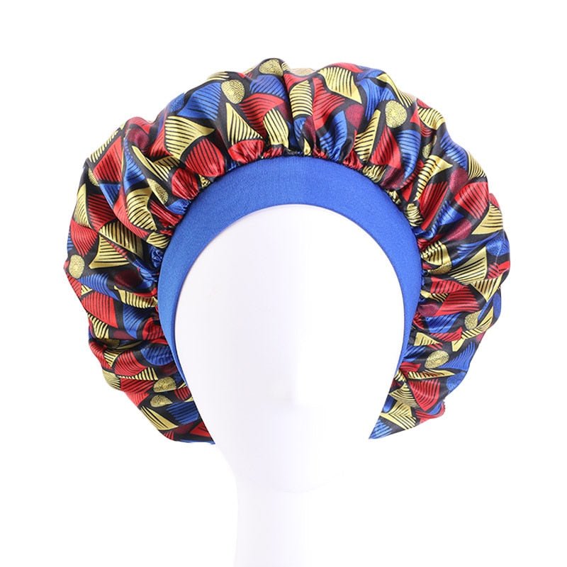 Stylish Satin Bonnet Sleep Cap Set - Matching African Print Turban Hair Covers - Flexi Africa - Free Delivery Worldwide