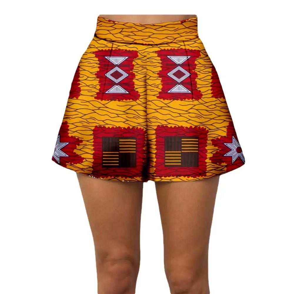 Summer Vibes: African Print Pattern Beach Shorts for Women, 100% Cotton - Flexi Africa - Free Delivery Worldwide only at www.flexiafrica.com