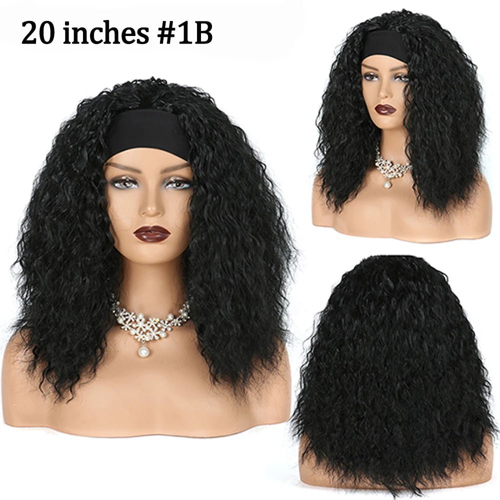 Synthetic Headband Wig Afro Kinky Curly Wigs for Black Women Natural Bouncy Curly Wig Headband - Flexi Africa - Free Delivery Worldwide only at www.flexiafrica.com