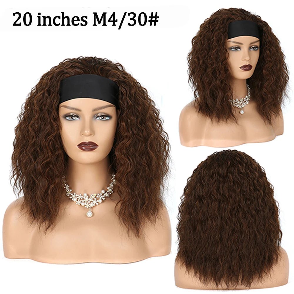 Synthetic Headband Wig Afro Kinky Curly Wigs for Black Women Natural Bouncy Curly Wig Headband - Flexi Africa - Free Delivery Worldwide only at www.flexiafrica.com