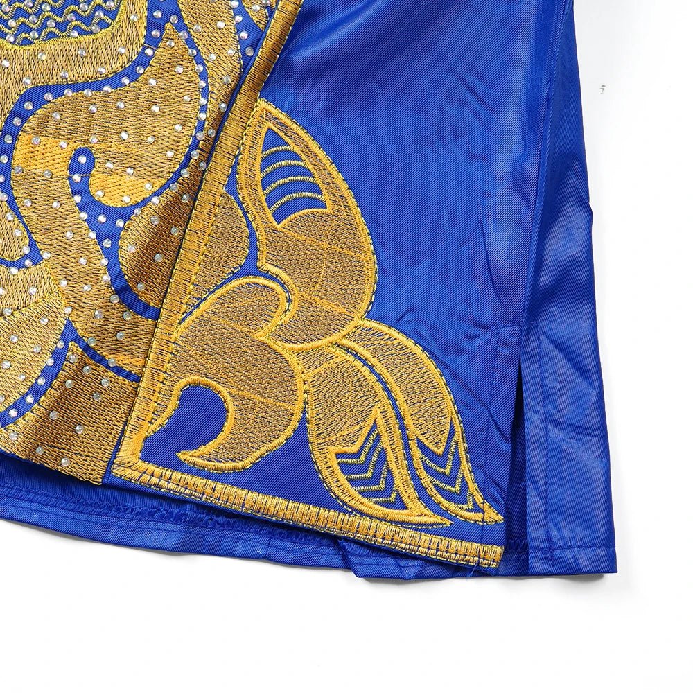 Traditional African Bazin Dress for Women – Embroidered Robe, Elegant Wedding & Party Attire - Free Delivery Worldwide only at Flexi Africa