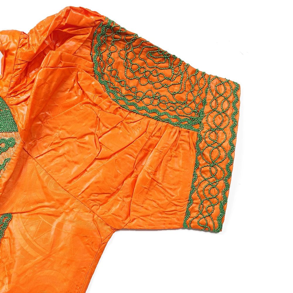 Traditional African Bazin Dress for Women – Embroidered Robe, Elegant Wedding & Party Attire - Free Delivery Worldwide only at Flexi Africa