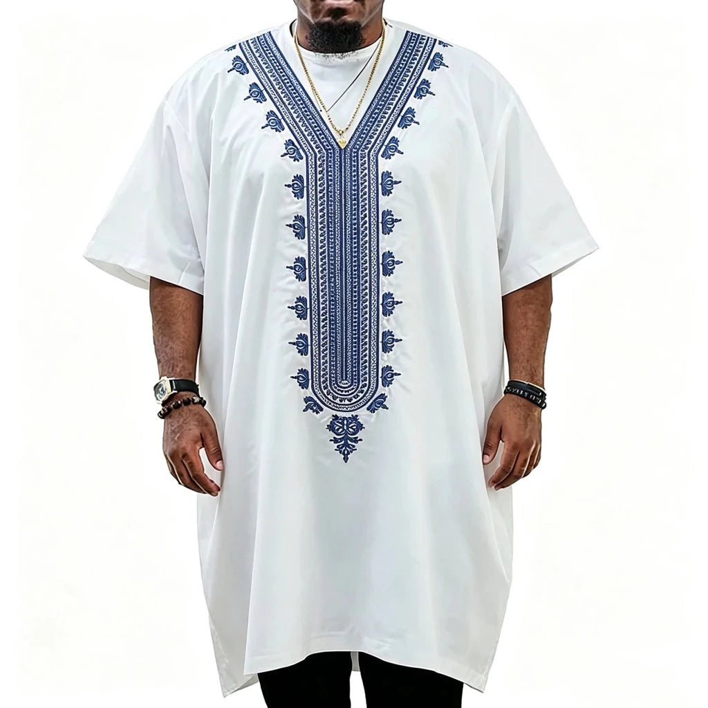 Traditional African Dashiki Robe for Men – Long Embroidered Dress Shirt and Formal African Clothing - Free Delivery Worldwide only at Flexi Africa