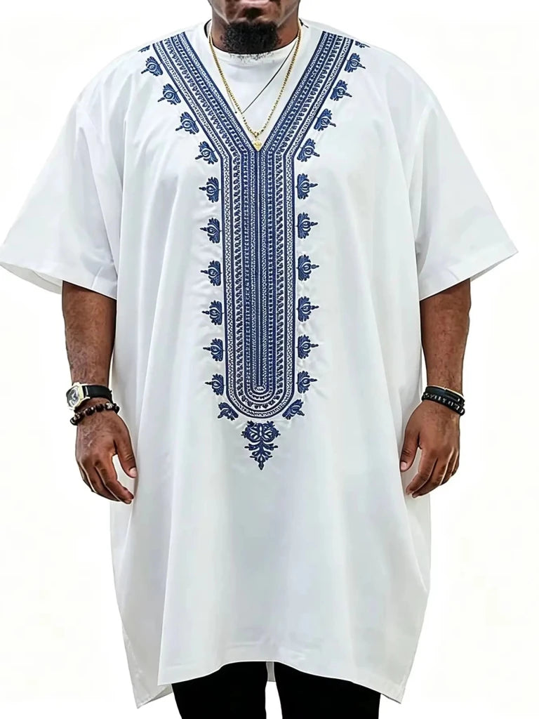 Traditional African Dashiki Robe for Men – Long Embroidered Dress Shirt and Formal African Clothing - Free Delivery Worldwide only at Flexi Africa