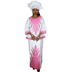 Traditional African Dress Set for Women – 3/4 Sleeve Blouse, Wrapper & Matching Headscarf - Free Delivery Worldwide only at Flexi Africa