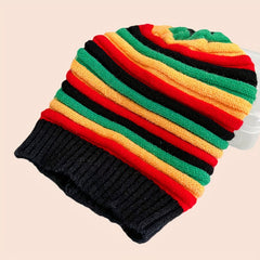 Trendy Striped Rasta Hats: Unisex Knitted Slouchy Beanie - Classic Color Block Coldproof Warm Skull Cap - Flexi Africa - Free Delivery Worldwide only at www.flexiafrica.com