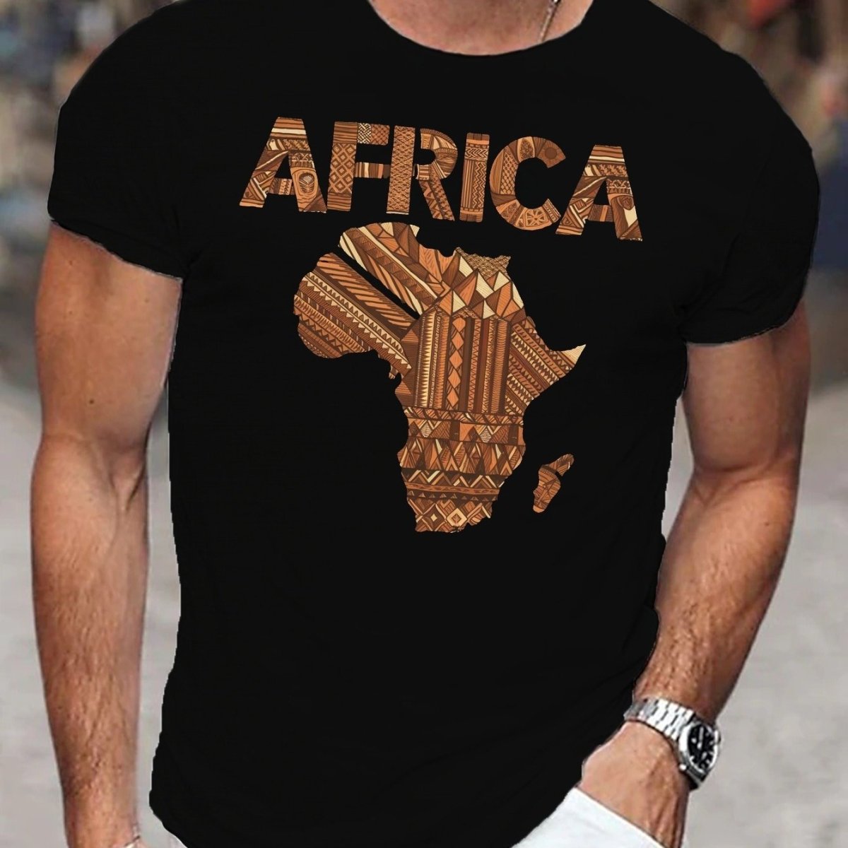 [Tribal Geometric Tee] Summer Tribal Geometric Design Short - Sleeve T-Shirt - Men'S Casual - African Inspired - Free Delivery Worldwide only at Flexi Africa