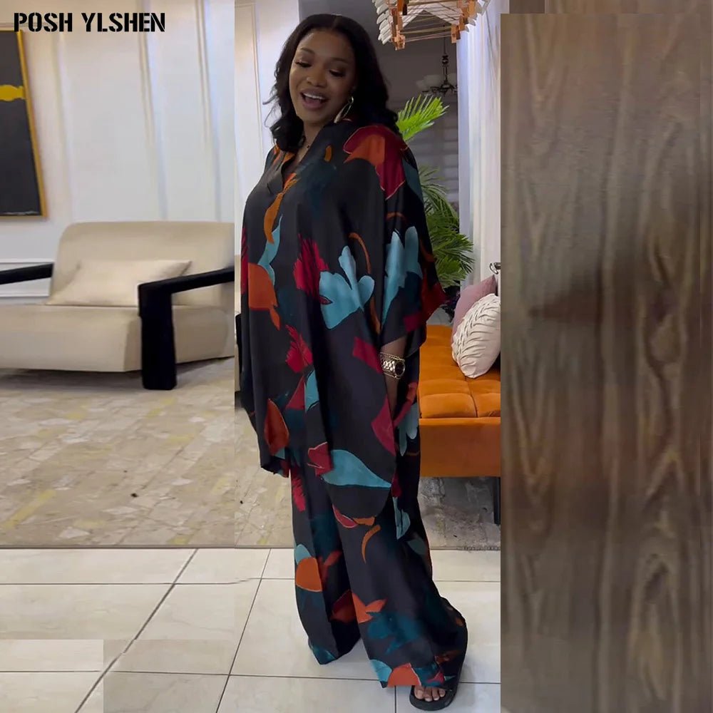 Two Piece Set Clothes for Women African Dresses Vacation Print Outfits 2025 Plus Size Tops Pants Suit Dashiki Ankara Turkey Gown - Free Delivery Worldwide only at Flexi Africa