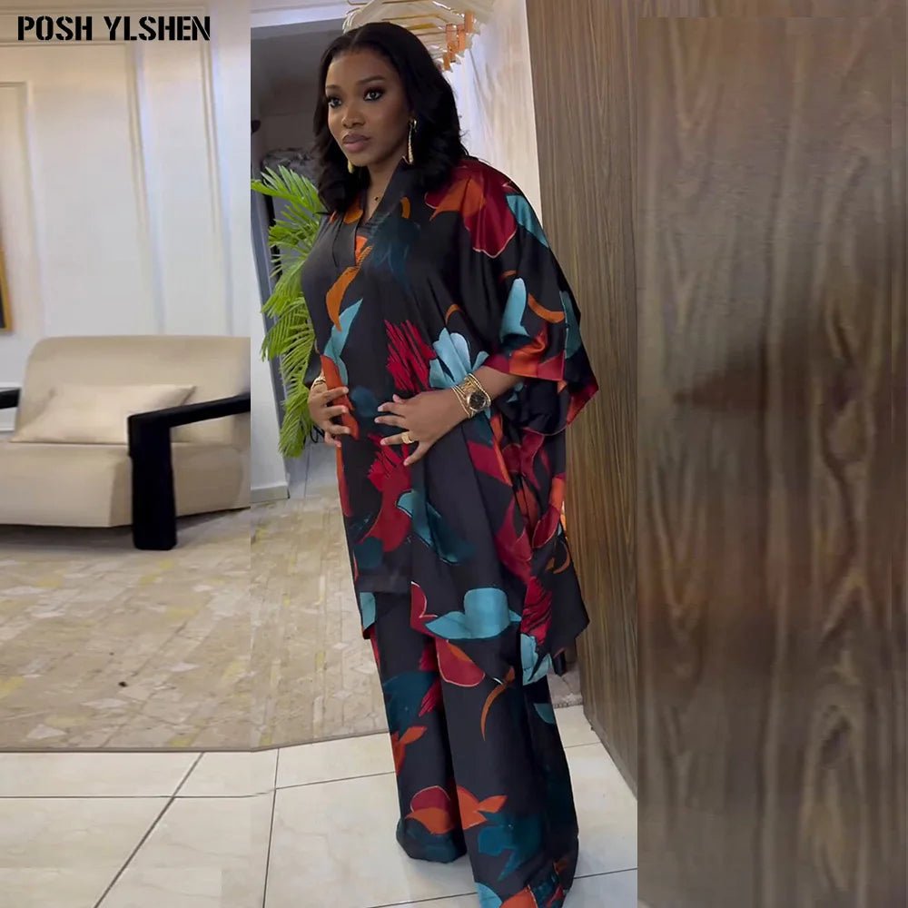Two Piece Set Clothes for Women African Dresses Vacation Print Outfits 2025 Plus Size Tops Pants Suit Dashiki Ankara Turkey Gown - Free Delivery Worldwide only at Flexi Africa
