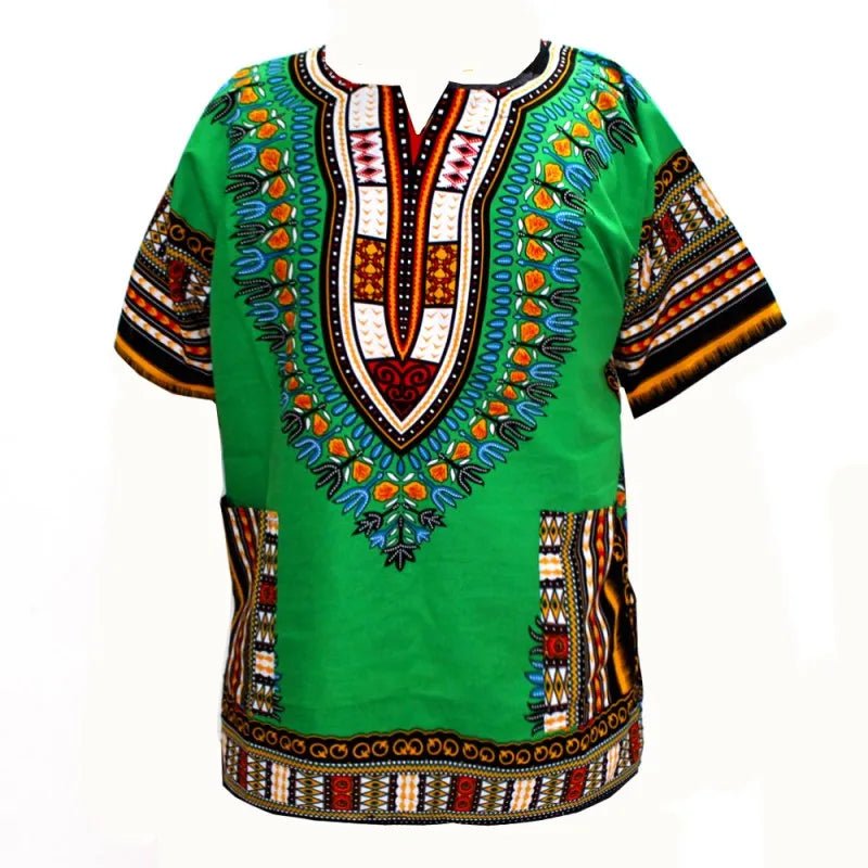 Unisex 100% Cotton Dashiki T-Shirts – Traditional African Print Fashion Design - Free Delivery Worldwide only at Flexi Africa