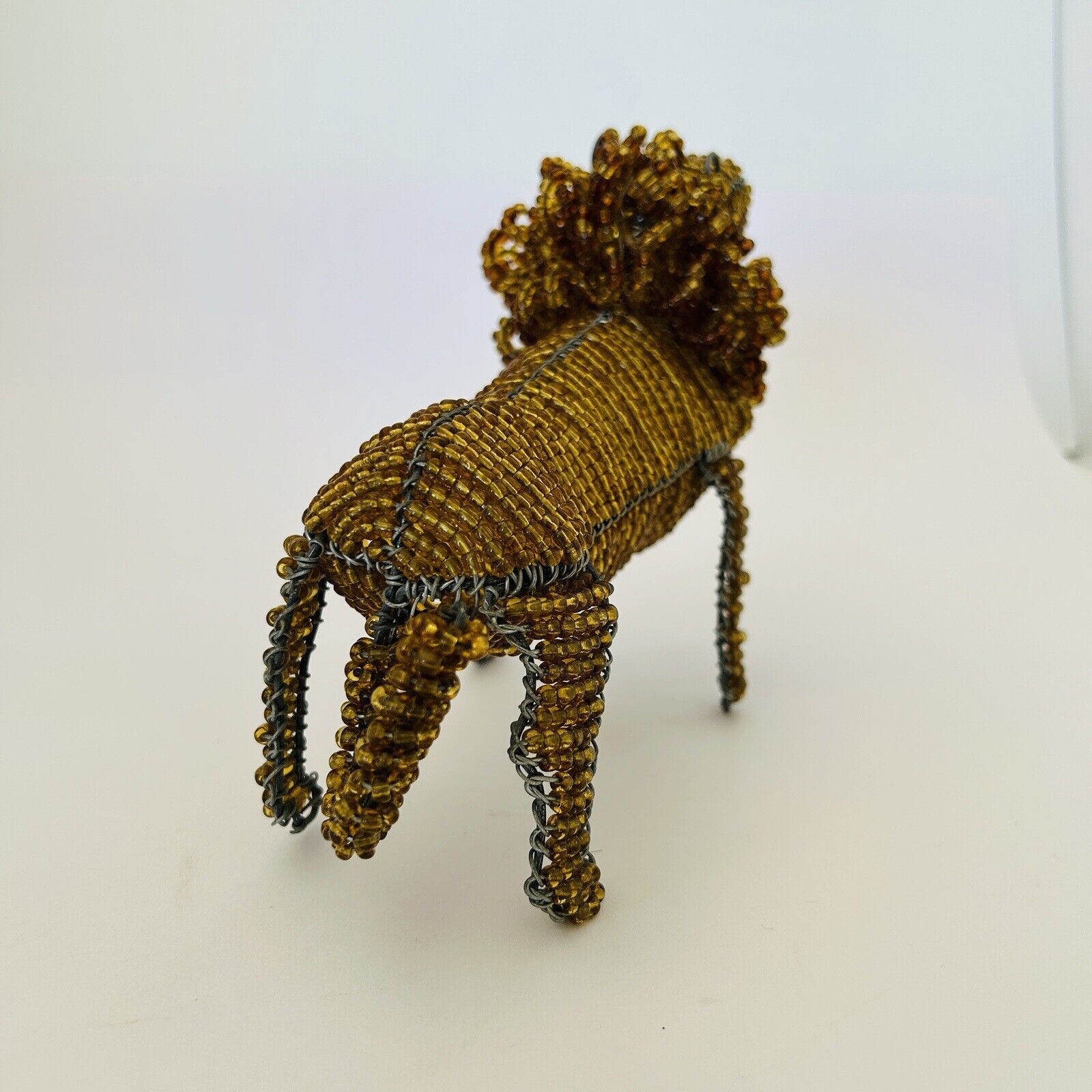 Vintage Retro Lion Glass Bead and Wire Sculpture Figurine African Jungle Unique - Flexi Africa - Free Delivery Worldwide only at www.flexiafrica.com