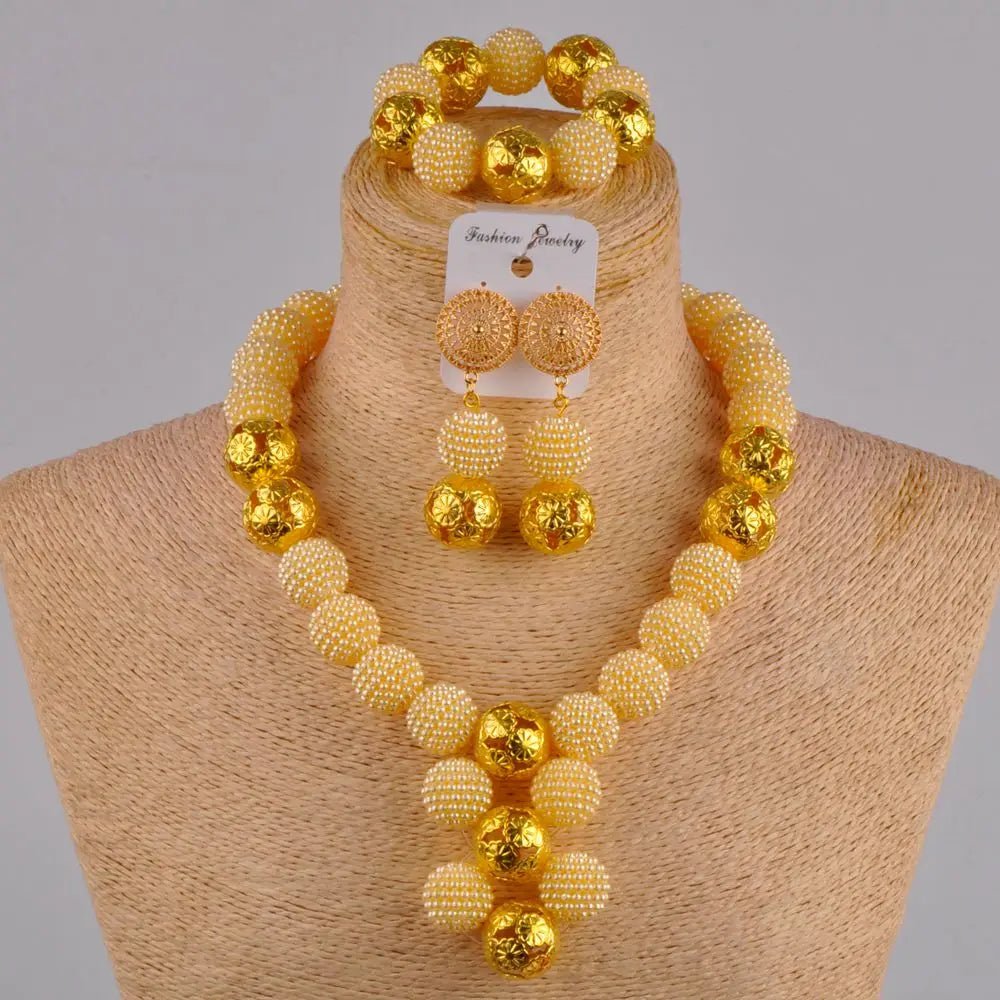 White Women Necklace Costume African Beads Jewelry Set - Flexi Africa - Free Delivery Worldwide only at www.flexiafrica.com