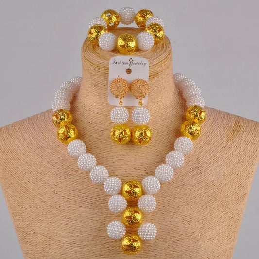 White Women Necklace Costume African Beads Jewelry Set - Free Delivery Worldwide only at Flexi Africa